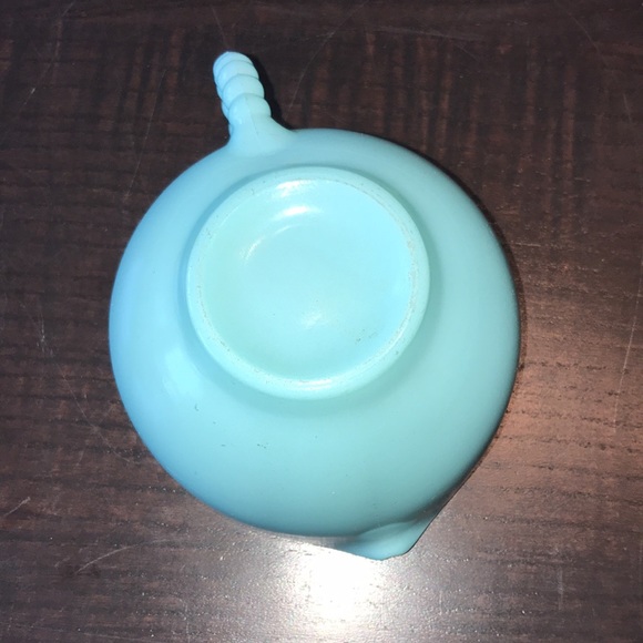 Hazel Atlas Blue Aqua Creamer Cup and Saucer Plate - Picture 7 of 7